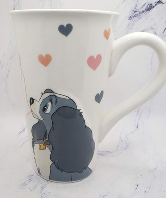 Lady and the Tramp White Love and Hearts Disney Tall 6 Inch Coffee Mug