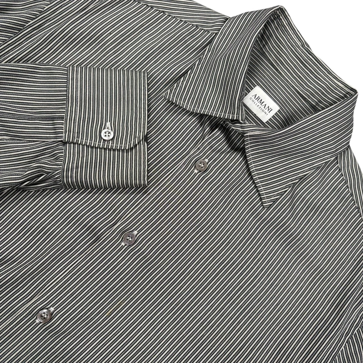 25+ Armani Collezioni Long Sleeve Striped Casual Button-Down