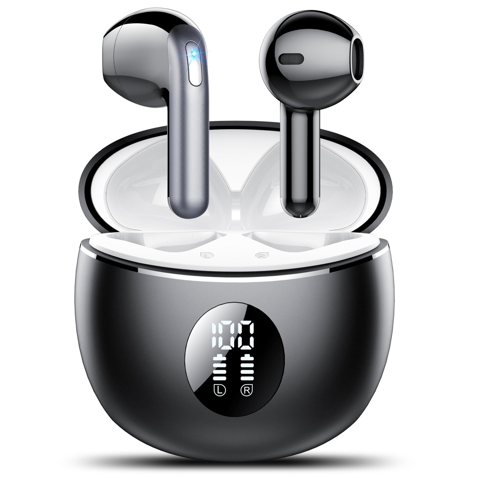 Wireless Bluetooth 5.4 Earbuds with 50H Playtime LED Display Deep Bass