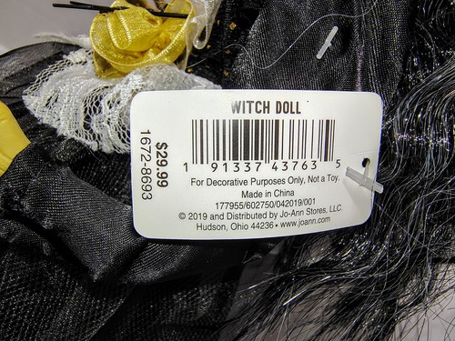 Maker's Halloween Shop NWT!! Decor Witch Tree Topper 17"2019-1672- 8693 - Picture 9 of 10