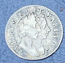 William & Mary 1689 Sterling Silver Four Pence Coin.Good Condition.See Photos