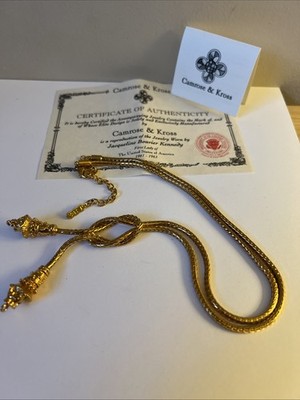 JBK CAMROSE KROSS Necklace LOVE KNOT LION Bead Dangle Gold Plate Jackie 
