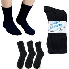 3 Pairs Diabetic Crew Circulation Socks Black Non Binding Loose Fit Men 10-13