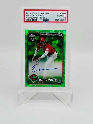 2024 Topps Chrome Sapphire Green Refractor Elly De La Cruz RC AUTO /99 PSA 10