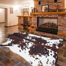 Cowhide Rug 4.6X5.2 Ft Cow Rug Rustic Chic Western Rugs for Bedroom Living Room