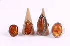 Vintage Amber Rings Set in Sterling Silver. 50.56g X4 57-58 EU