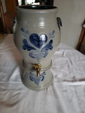 Rowe Pottery Works Salt Glazed Water Cooler 14" Tall with Brass Spigot
