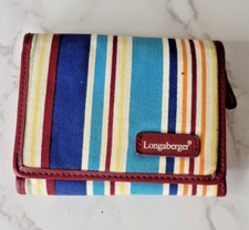 Women's Longaberger Basket Homestead Multi-fold Striped Wallet EXCELLENT