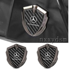 2pcs Carbon Fibre Car Emblem Sticker Side Skirts Fender Badge For Mercedes Benz