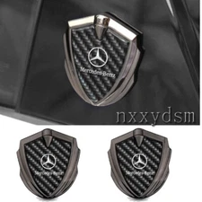 2PCS  Carbon Fibre Car Emblem Sticker Side Skirts Fender Badge For Mercedes Benz