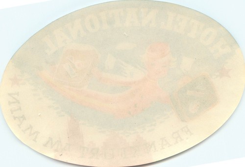 Etiqueta de equipaje de gran azafata voladora Hotel National ~ FRANKFURT - ALEMANIA~, 1955 - Imagen 2 de 2