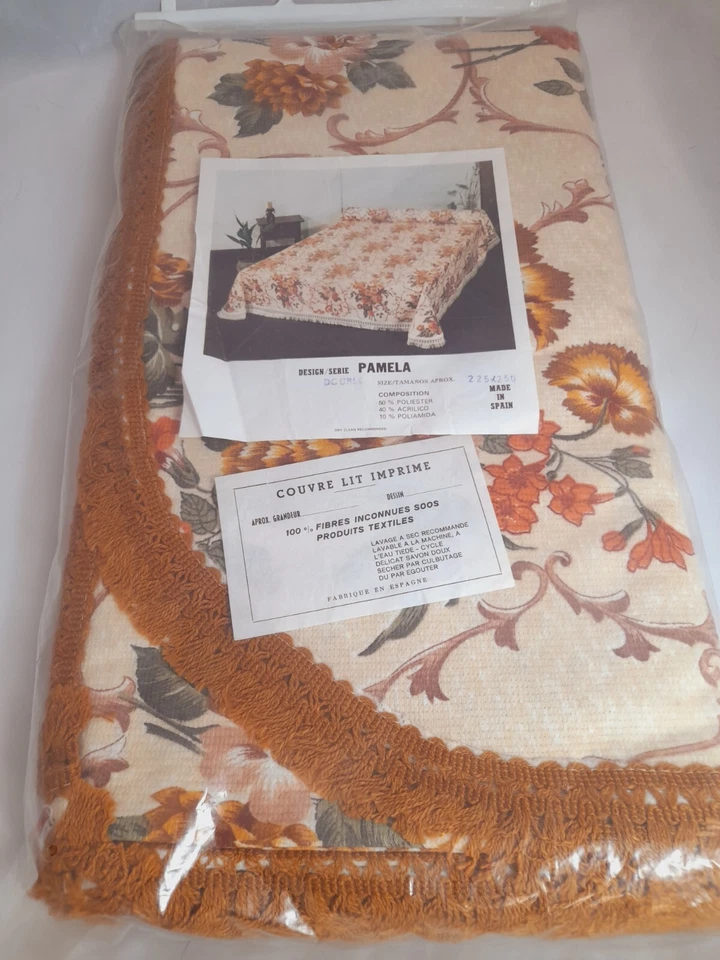 Colcha doble vintage años 70 estampado floral (100% sintética). Español. Foto 2 de 4
