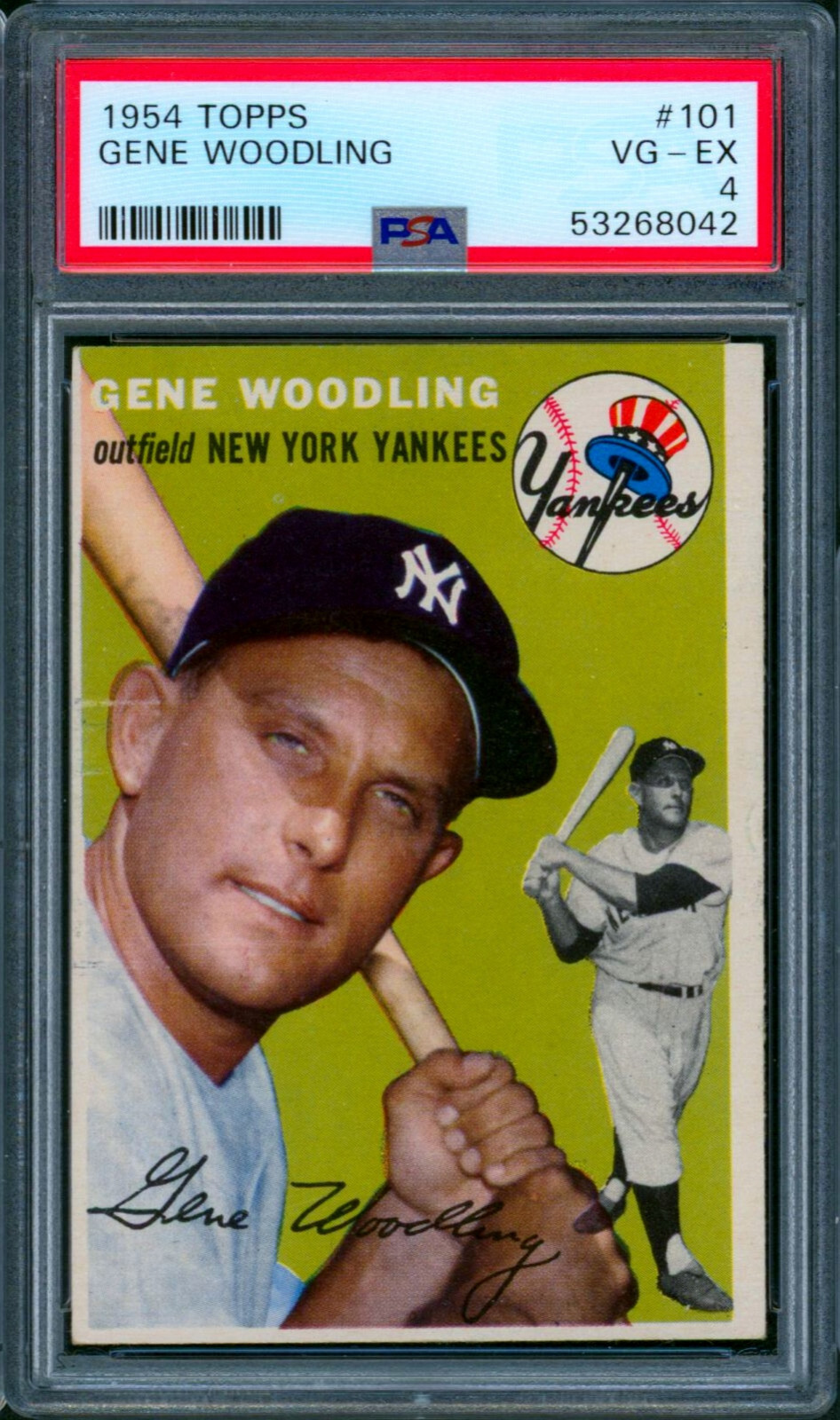 1954 Topps GENE WOODLING #101 New York Yankees VG-EX PSA 4 SP Nice Color