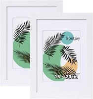 Spotjoy Bilderrahmen 15X20 Cm 2Er Set Weiß Holzrahmen Passepartout Acrylglas