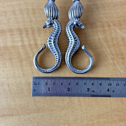 Godinger Silver Serving Tongs Seahorse and Clam Shell Nautical Vintage T1849 - Picture 9 of 9