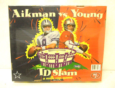 Classic NFL Dallas Cowboys Troy Aikman vs SFO Steve Young TD Touchdown Pogs Game