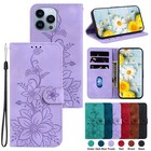 Embossed Leather Wallet Flip Stand Phone Case For iPhone 15 Pro Max 14 13 12 
