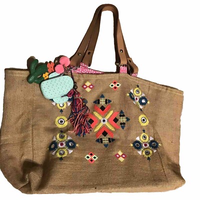 Muche-et-Muchette Jute Embroidered Backpack multicolor Muche-et-Muchette Handbags & Bags for Women for sale | eBay main image 3