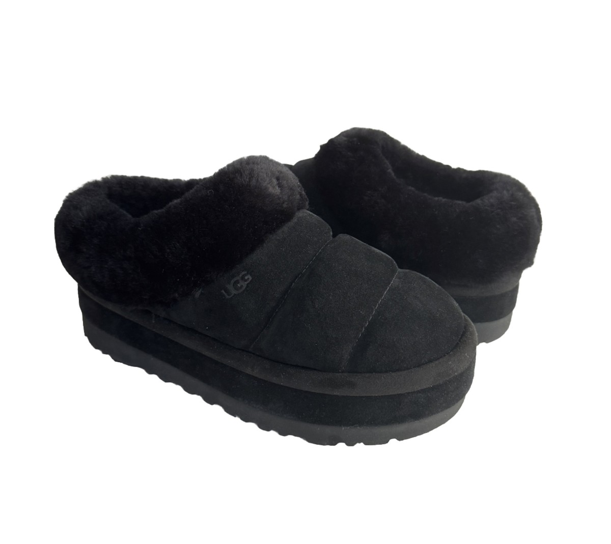 UGG WOMEN TAZZLITA BLACK SHEARLING CUFF PLATFORM SHOES US 8 UGG WOMEN TAZZLITA BLACK SHEARLING CUFF PLATFORM SHOES US 8