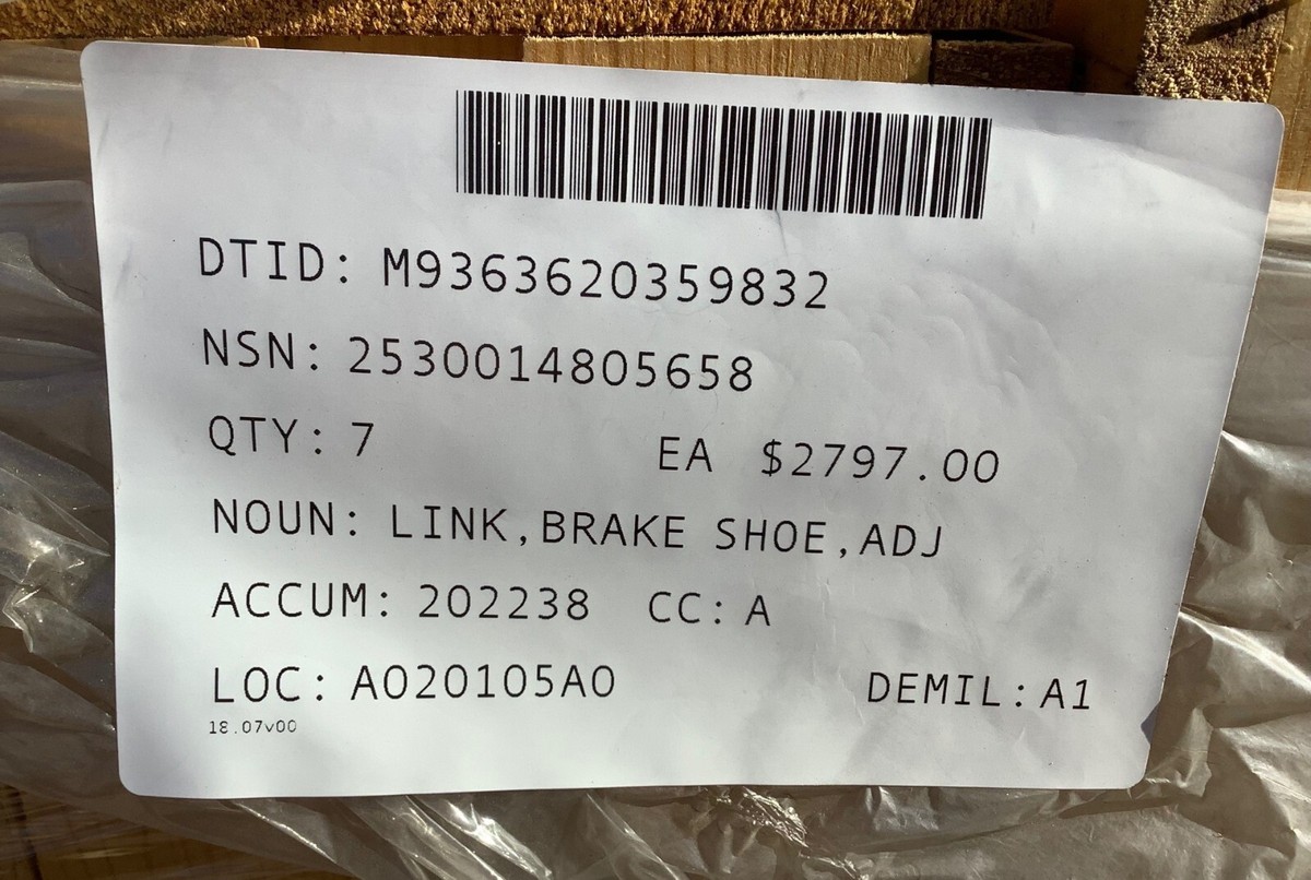 M51/M74/M88 VEHICLE ADJUSTMENT LEVER BRAKE SHOE LINK