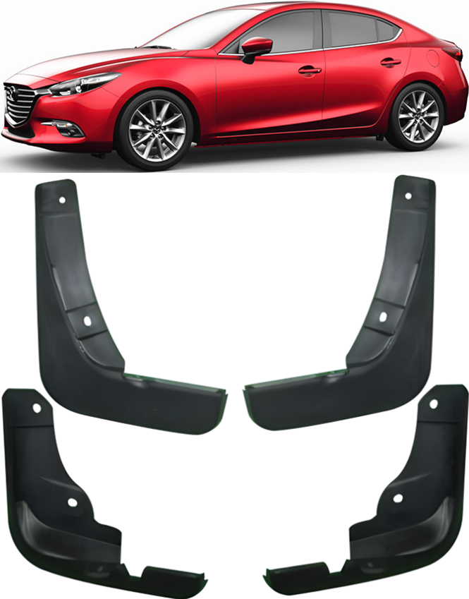 Genuine Front & Rear Splash Guards Mud Flaps For 2014-2018 Mazda 3