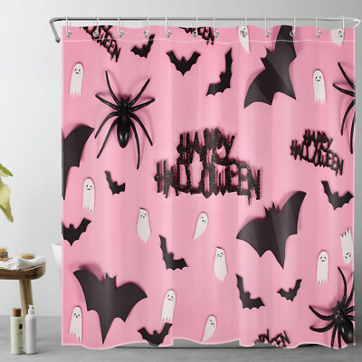 Pink Halloween Bath Mat With Spooky Ghosts - Non-Slip, Absorbent Bathroom Rug For Halloween Decor 8 thumbnail image