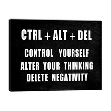 Motivational CTRL ALT DEL Classroom Positive Quotes Inspirational Poster Canvas