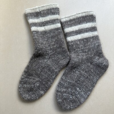 Wool Socks 100% Natural Warm Artisan Hand Knitted. Casual L /XL, Thick, Unisex