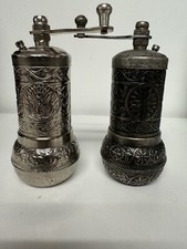 Traditional Turkish Hand Mill Pepper Spice Coffee Salt Grinder Set Of 2
