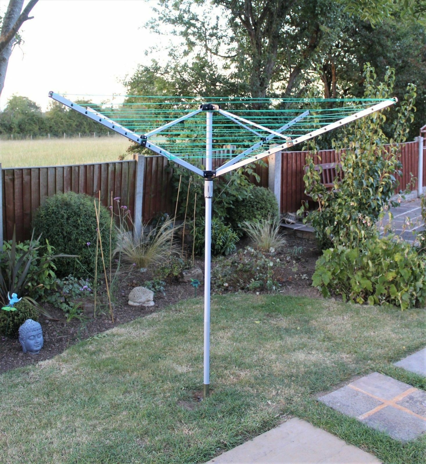 NEW OUTDOOR ROTARY CLOTHES AIRER 4 ARM 40M WASHING LINE DRYER GROUNG SOCKET