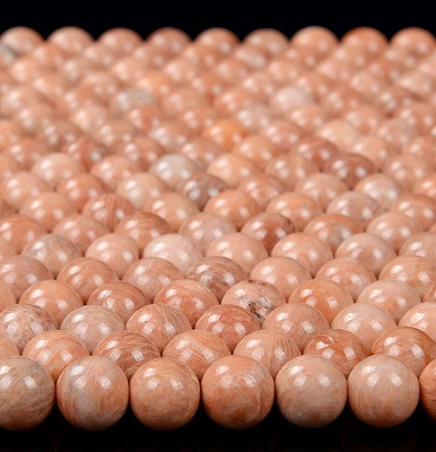 Natural Orange Feldspar Sunstone AAA Round 5MM 6MM 7MM 8MM 9MM 10MM Beads (D307) - Picture 2 of 3