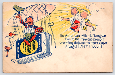 Greensboro North Carolina~Happy Thought Chewing Tobacco~Fantasy Flyiing Car 