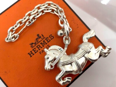 HERMES Keychain Horse Keyring Sterling Silver SV925 Authentic
