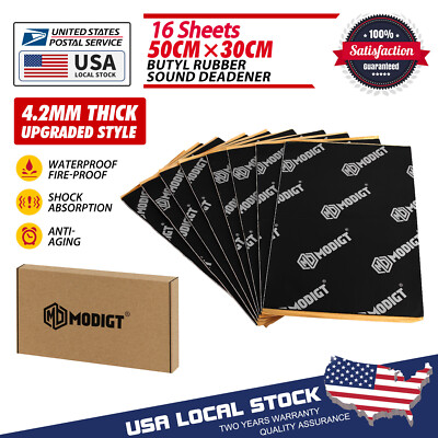 MODIGT SOUND DEADENING MAT Black PROOFING VAN CAR BUTYL METAL FOIL AUDIO PANEL