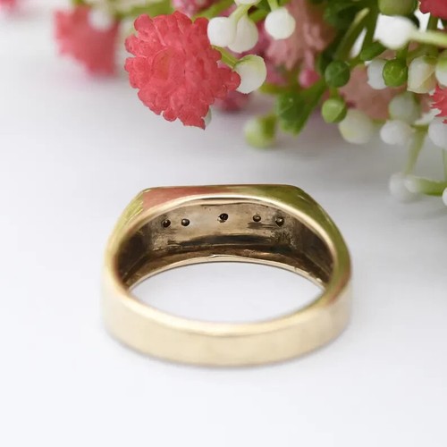 Anillo de oro amarillo de 9 quilates con zafiros y diamantes para hombre de dos tonos - talla UK - T US - 9 3/4 - Imagen 7 de 7