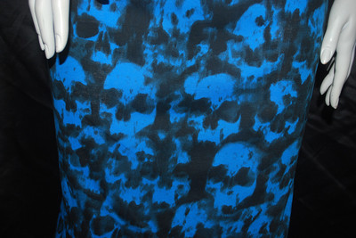 Skulls Print on Cotton Knit jersey Fabric 7 oz  T-Shirt Material Blue and black 