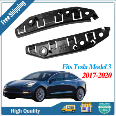 Black Front Bumper Bracket Fender Pair Compatible with Tesla Model 3 2017-2020