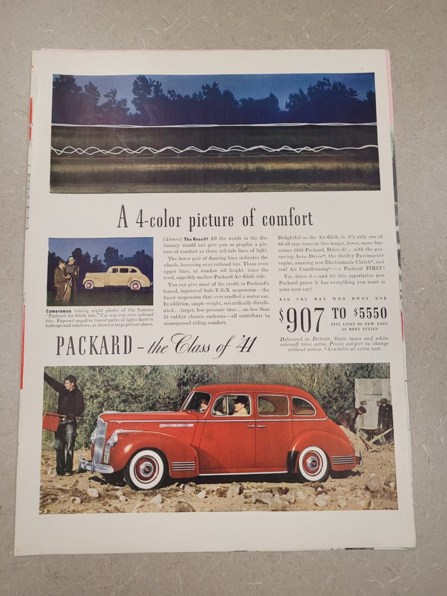 1941 VTG Original Magazine Ad PACKARD Car 4-Color Picture Of