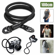 100CM Universal Black Rope Cord Leather Camera Neck Strap for Nikon Canon Fuji