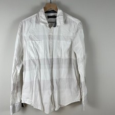 Calvin Klein Jeans Mens Size Large White Stripe Long Sleeve Button Down Shirt