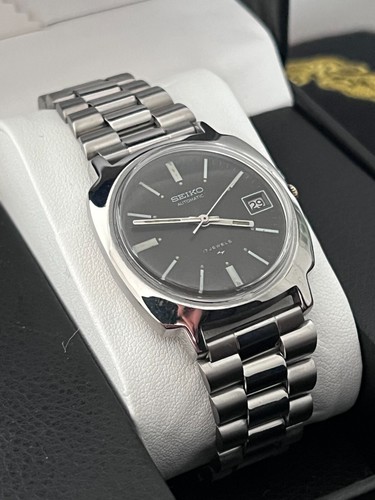 Seiko Automatic Black Dial Silver 7009-4040 17 Jewels Vintage Watch - Bild 3 von 11