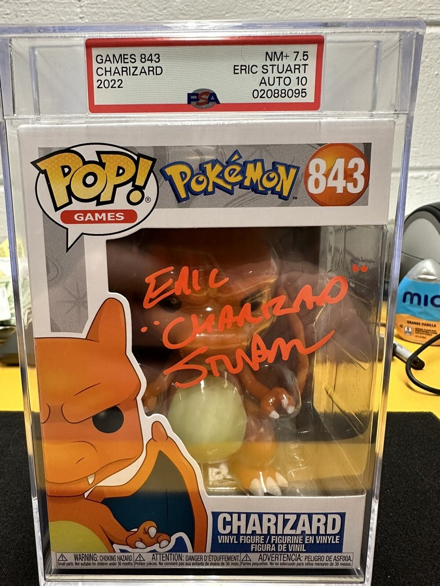 Eric Stuart Signed Funko Pop #843 Pokemon Charizard PSA 7.5 AUTO