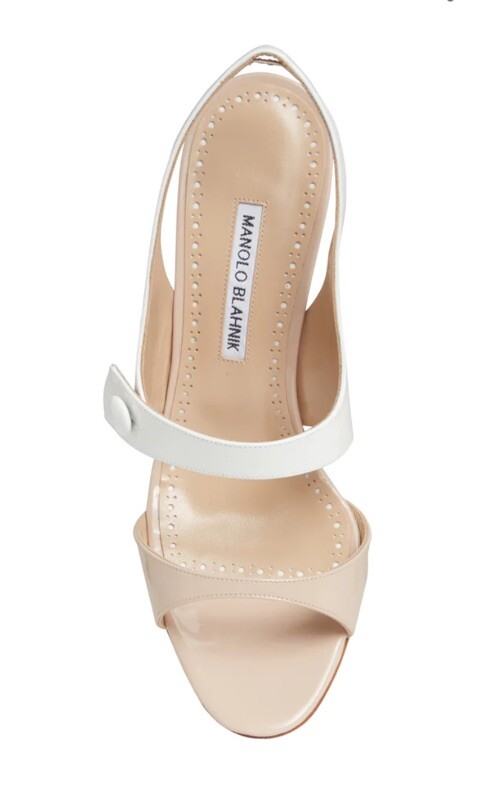 MANOLO BLAHNIK  Climnetra Slingback Sandal in cream/white leather Sz 40.5 $ 945 image 6