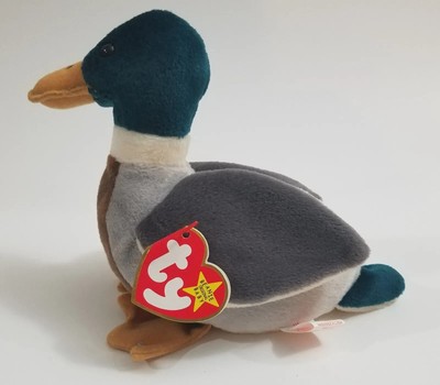 Rare Ty Beanie Baby Jake The Mallard Drake Duck, 1997 - Mint Cond. - Tag Errors