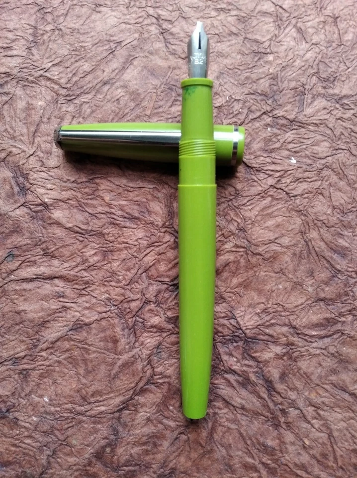 Rare Vintage Platignum Silverline Green Fountain Pen England WIDE NIB B2 - Image 3 of 4
