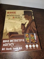 CUTEBEE ROSE DETECTIVE AGENCY DIY BOOK NOOK KIT W/LED LIGHTS - NEW - OPEN BOX