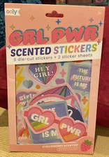 OOLY Girl Power Scented Stickers. Large die-cut stickers & 2 sticker sheets