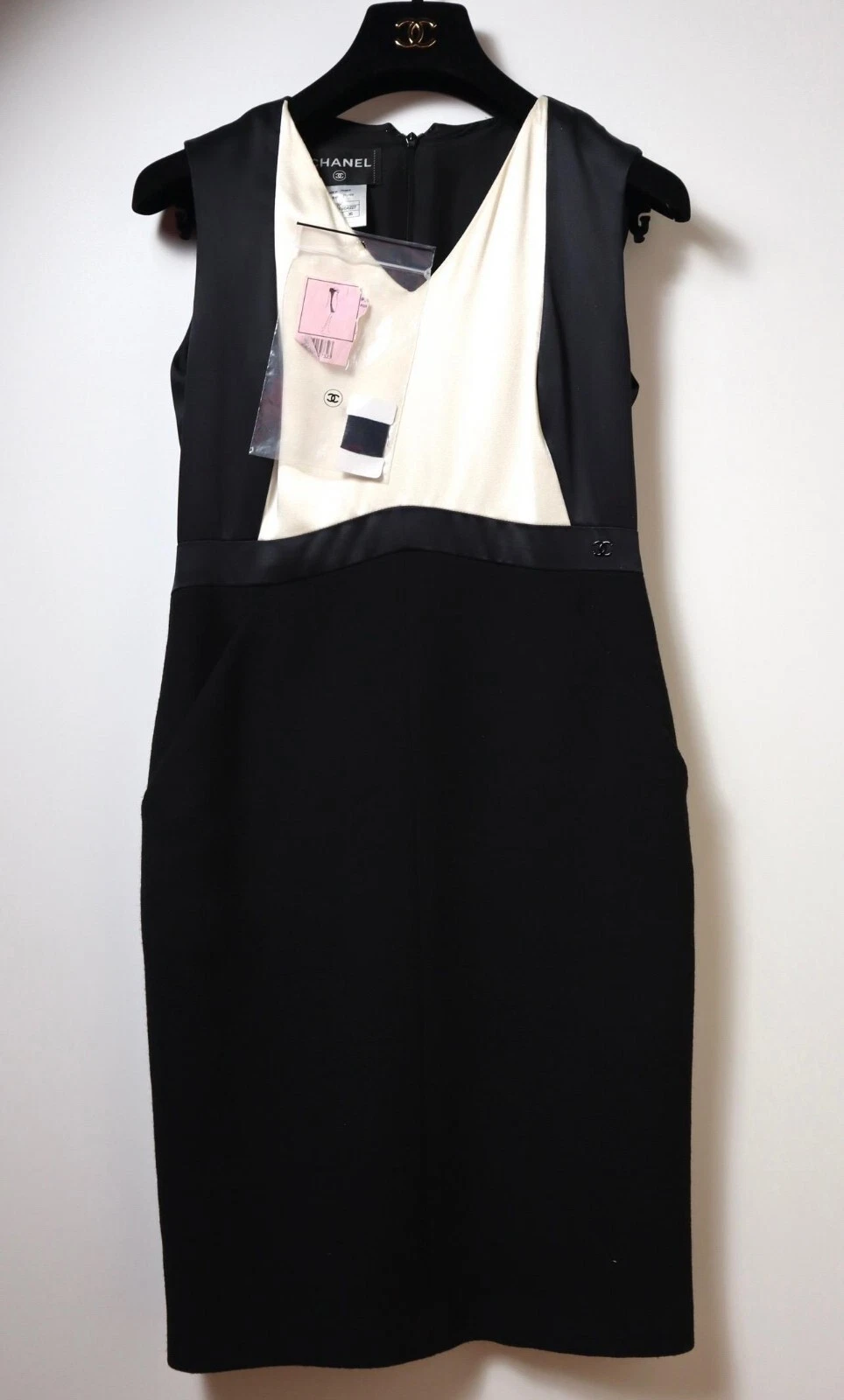 Abito da cocktail 4K nuovo Chanel vintage 2009 nero bianco 34 36 2 4 6 top tweed S M