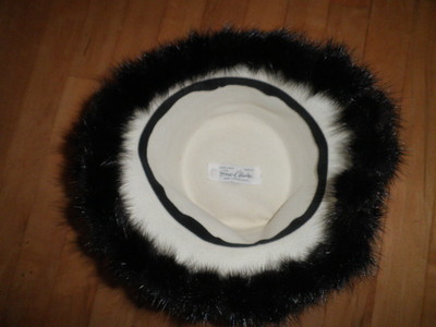 WHITE WOOL AND DARK MINK HAT VINTAGE GREAT SUE CLAIRE NEW 
