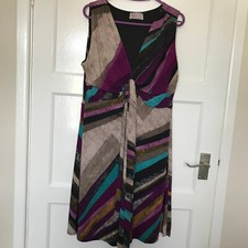 Pippa Dee Purple Dress UK 14 Sleeveless V Neck Ruffle Occasion Satin